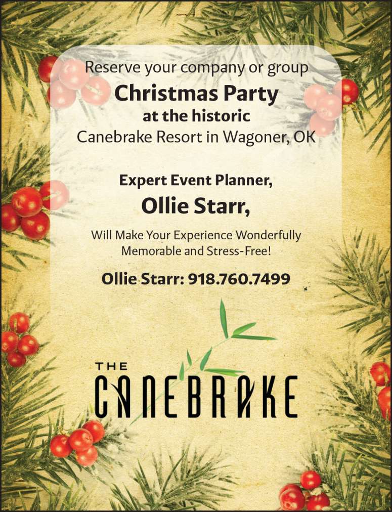 The Canebrake logo with vintage Christmas art.