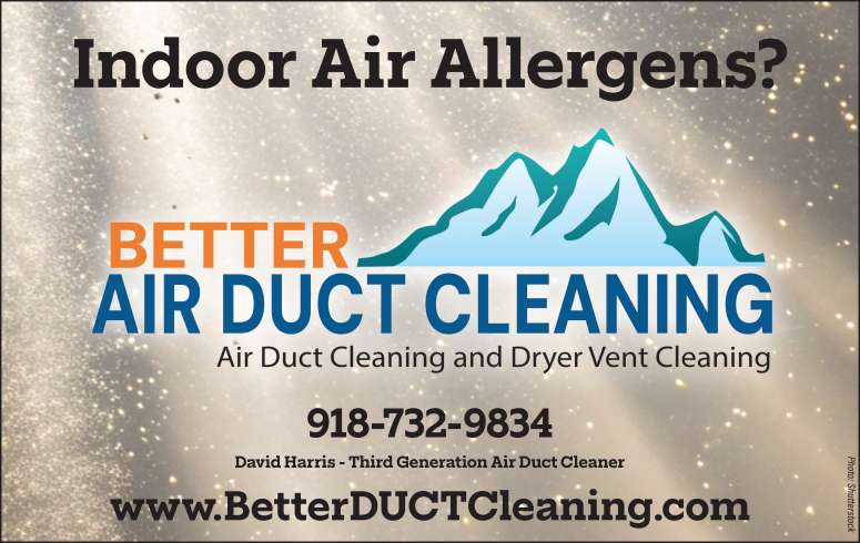 Dusty air with the Better Air Duct Cleaning logo.