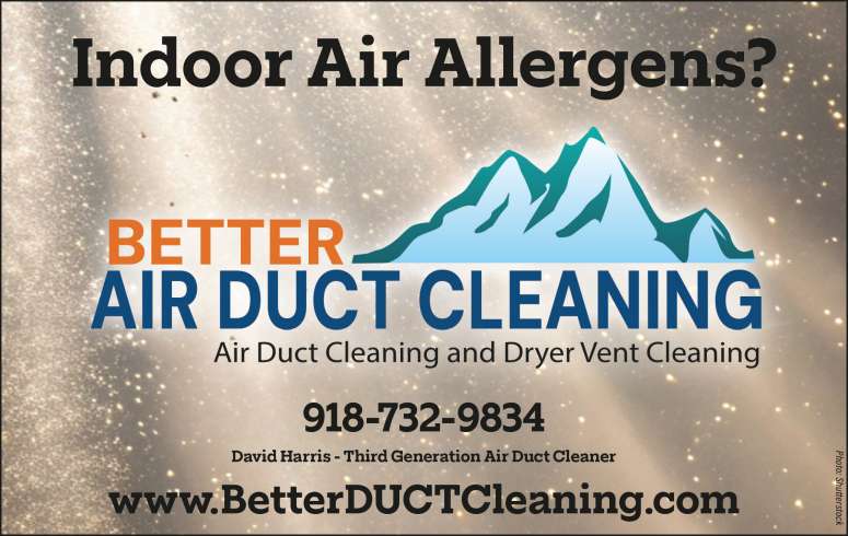 Dusty air with the Better Air Duct Cleaning logo.