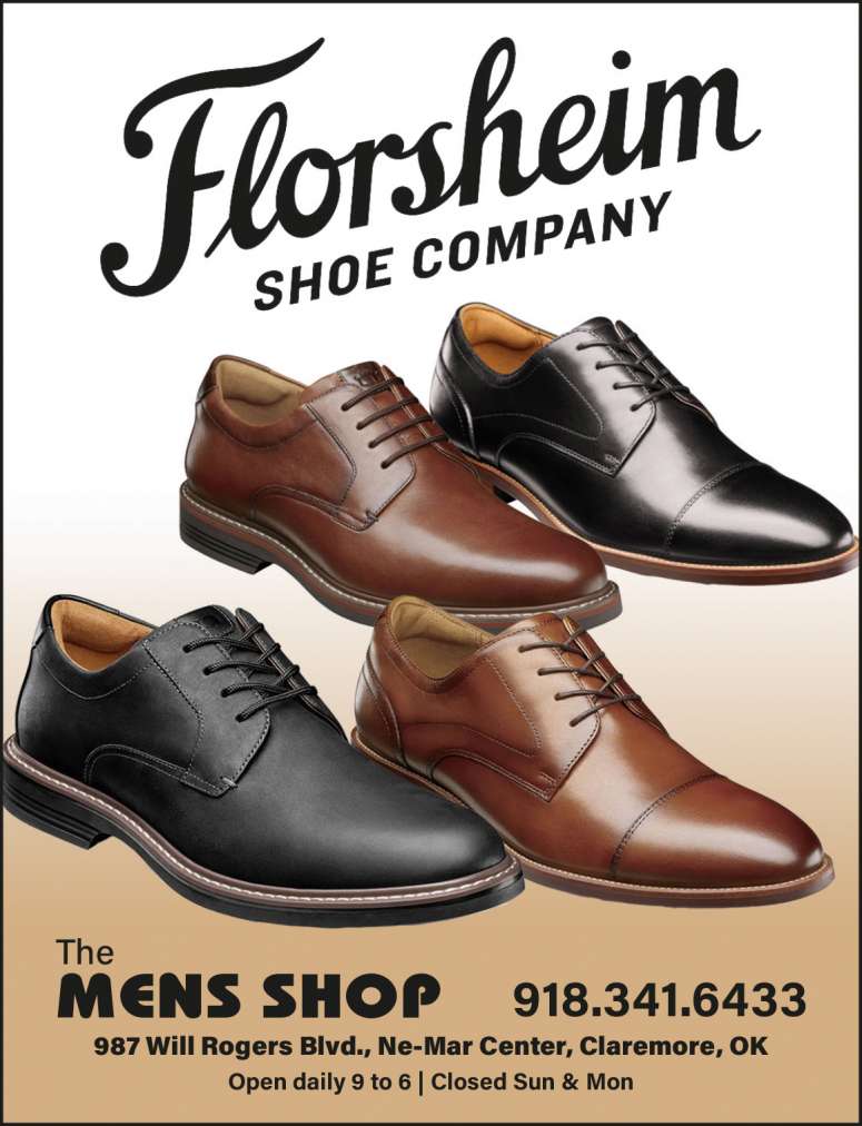 Black and brown Florsheim shoes in matte and shiny.