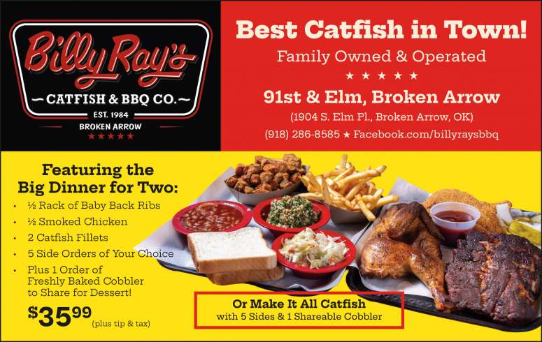 The Big Dinner for Two is available at Billy Ray's Catfish & BBQ Co
