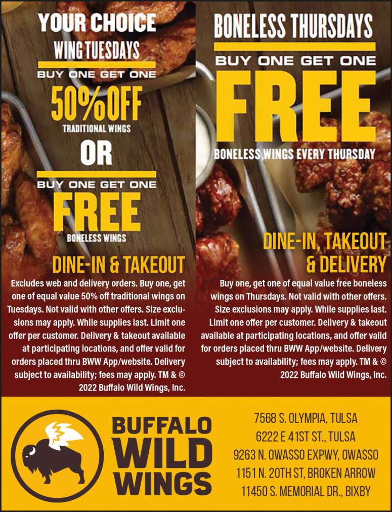Buffalo Wild Wings Buy One Get One Specials
