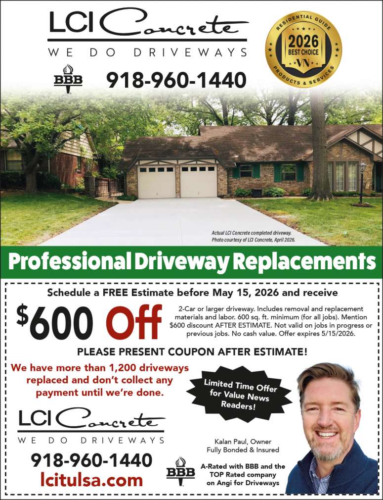 LCI Concrete $600 off coupon for Value News readers.