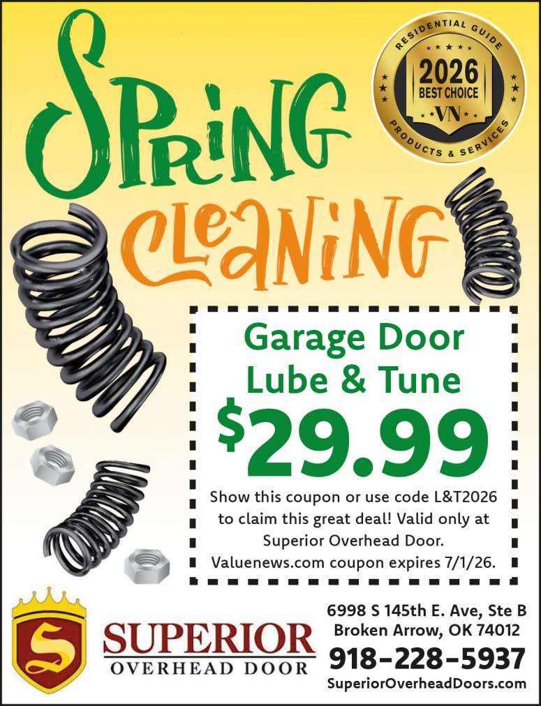 Garage door maintenance coupon from Superior Overhead Door.