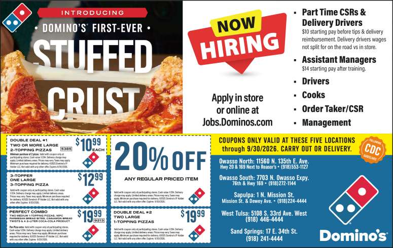 Domino's Pizza Coupons and Jobs
