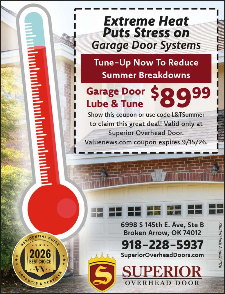 Garage door maintenance coupon from Superior Overhead Door.