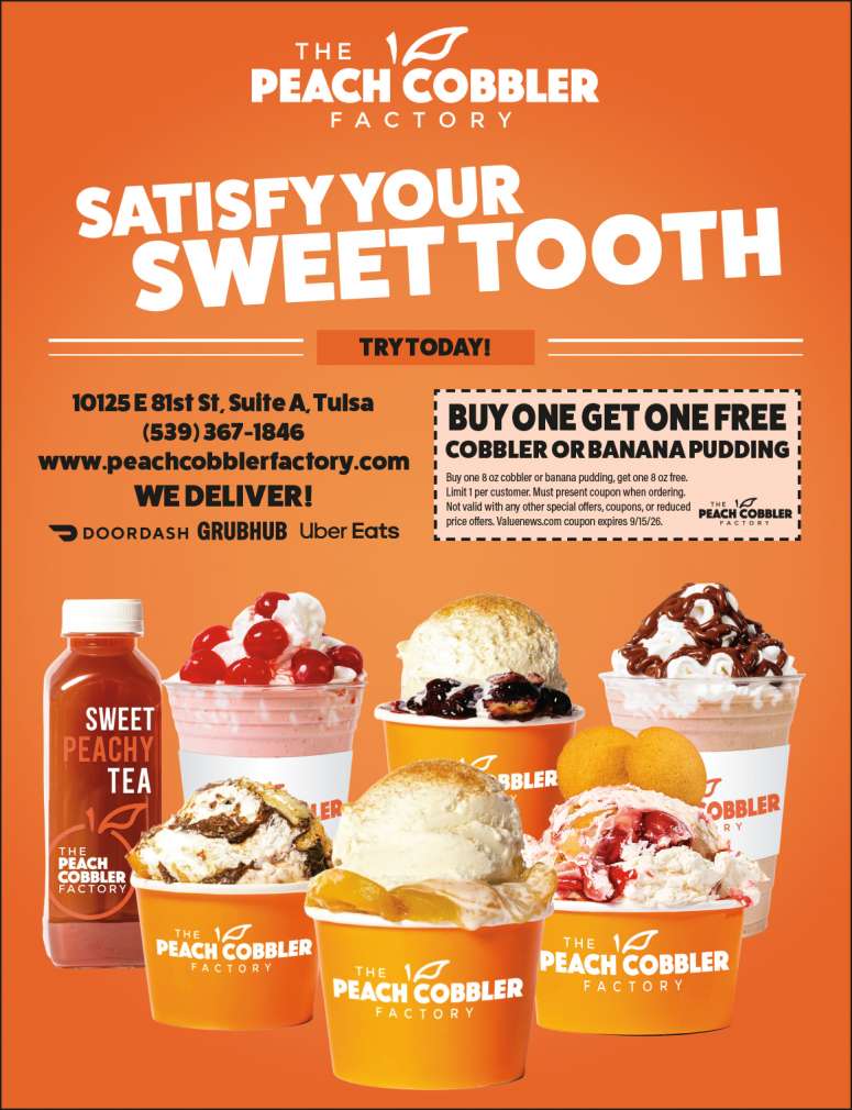 Satisfy your sweet tooth at The Peach Cobbler Factory.
