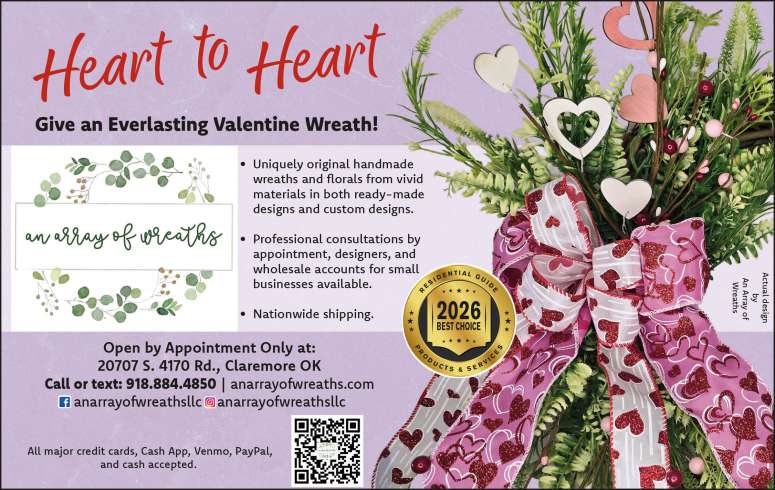 A collection of unique, colorful Valentine wreaths and florals for your home.