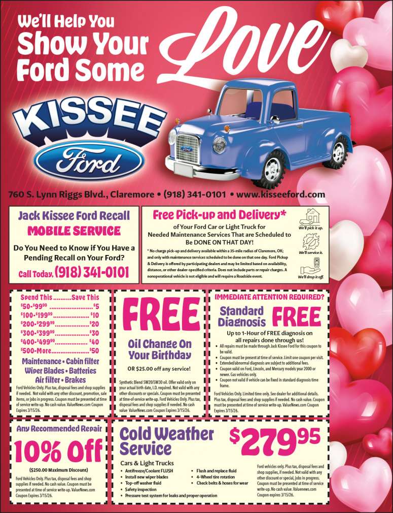 Jack Kissee Ford in Claremore has coupon savings.