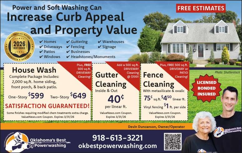 Oklahoma's Best Power Washing can increase your home's value.