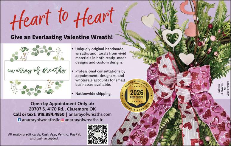 A collection of unique, colorful Valentine wreaths and florals for your home.