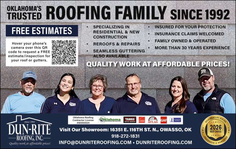 FREE roofing estimates Dun-Rite Roofing.