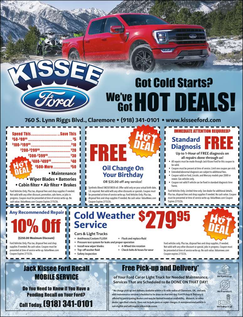 Jack Kissee Ford in Claremore has coupon savings.