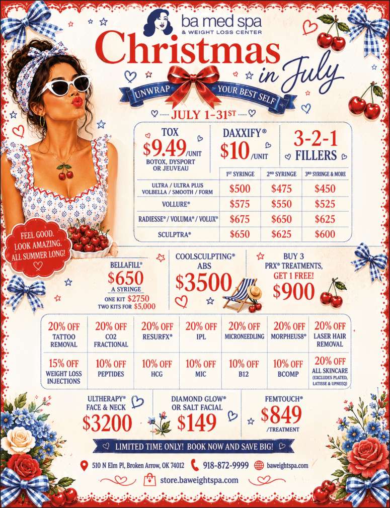 BA Med Spa Christmas In July sales event.