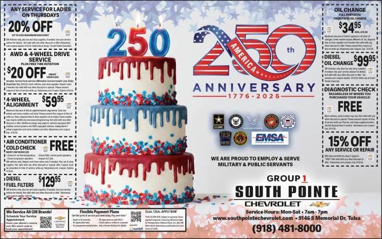 Service specials and maintenance coupons at Group 1 South Pointe Chevrolet.
