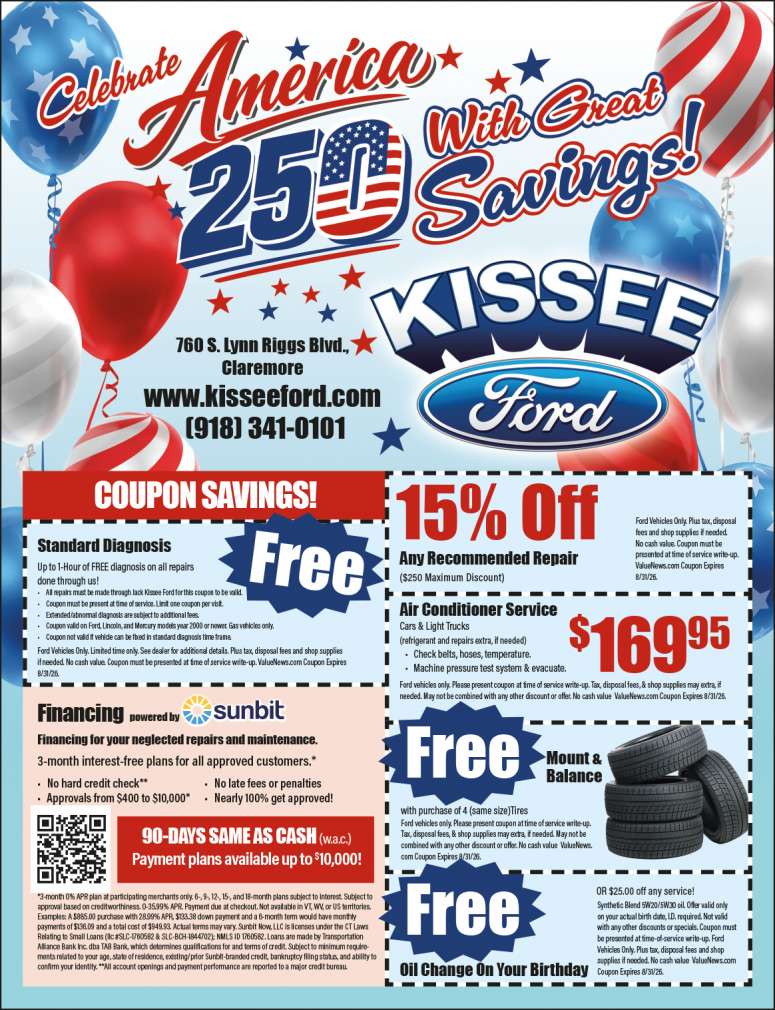 Jack Kissee Ford in Claremore has coupon savings.
