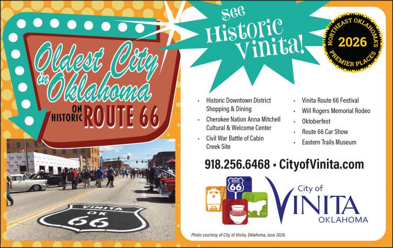 Visit historic Vinita, Oklahoma for shopping, dining, and popular events.
