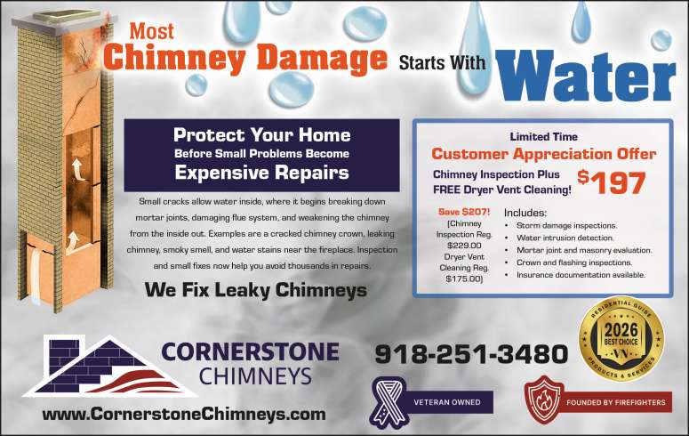 Certified chimney repair by Cornerstone Chimneys.