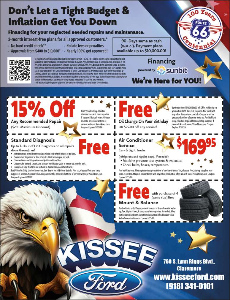 Jack Kissee Ford in Claremore has coupon savings.