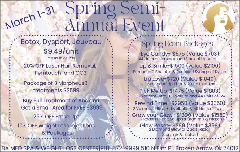 BA Med Spa Spring Semi-Annual sale event.