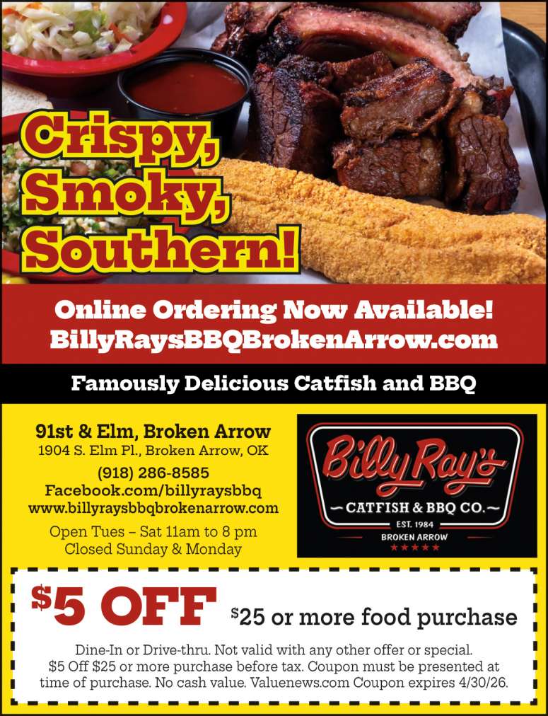 Best Catfish in Broken Arrow at Billy Ray's Catfish & BBQ Co.