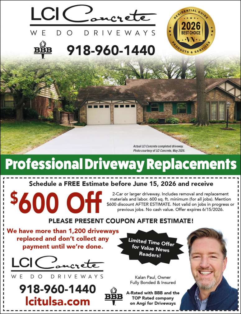 LCI Concrete $600 off coupon for Value News readers.