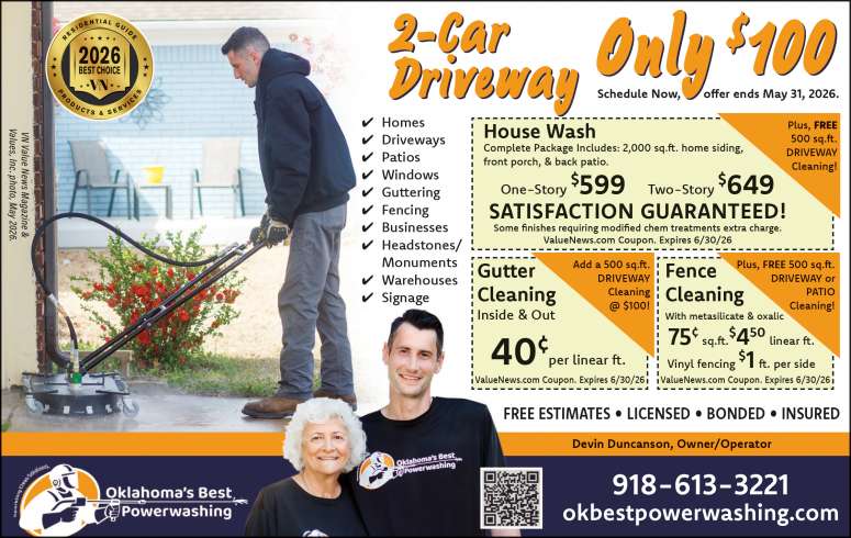 Oklahoma's Best Power Washing can increase your home's value.