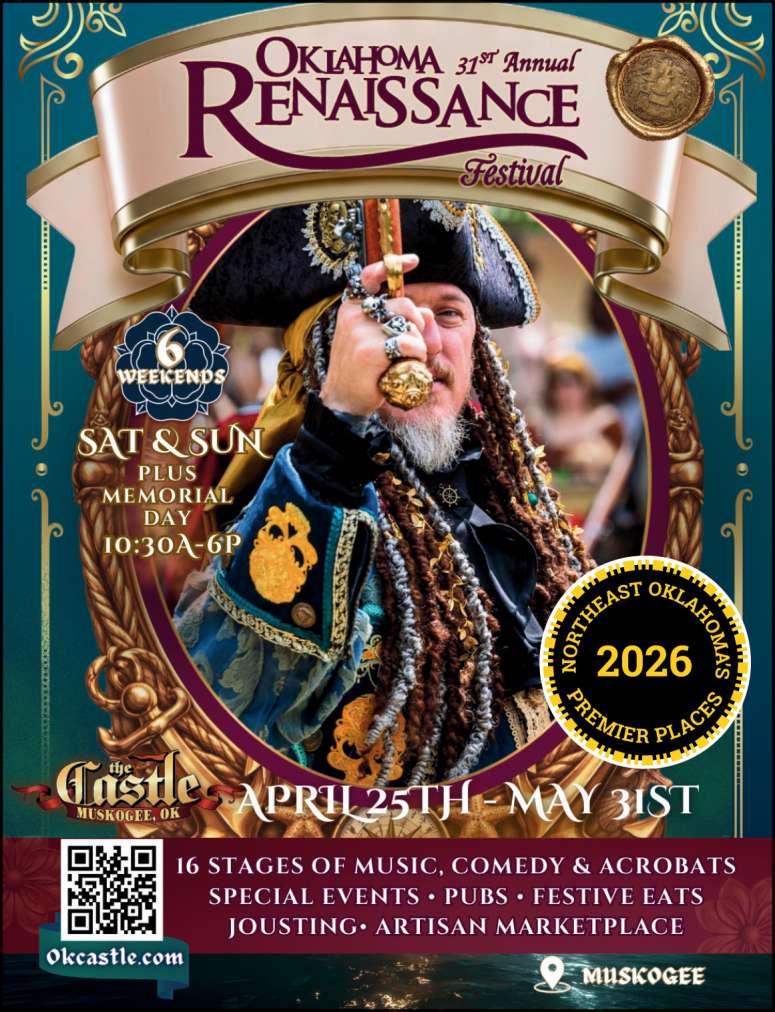 The Oklahoma Renaissance Festival is six weekends from April 25 - May 31.