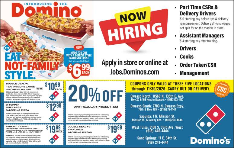 Domino's Pizza Coupons and Jobs