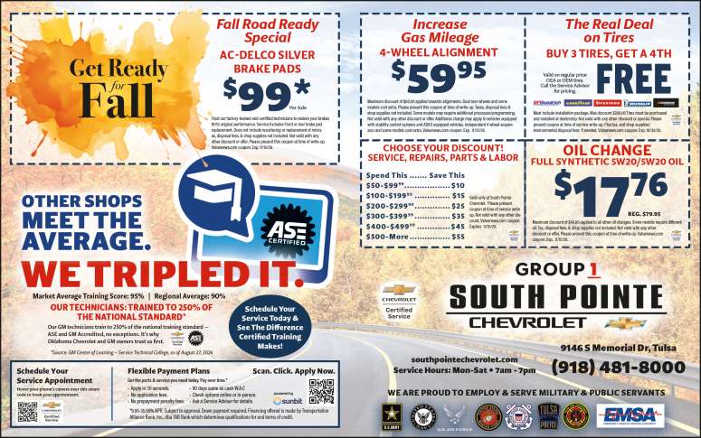 Service specials and maintenance coupons at Group 1 South Pointe Chevrolet.