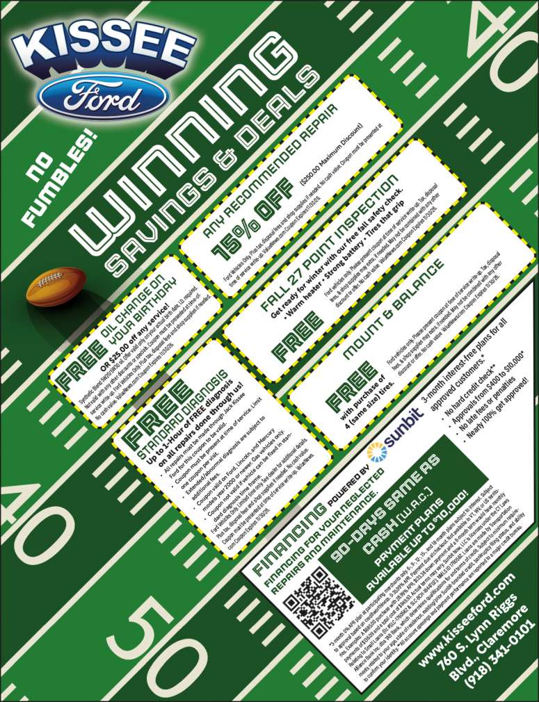 Jack Kissee Ford in Claremore has coupon savings.