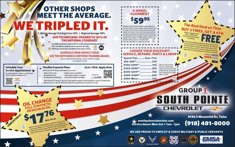 Service specials and maintenance coupons at Group 1 South Pointe Chevrolet.