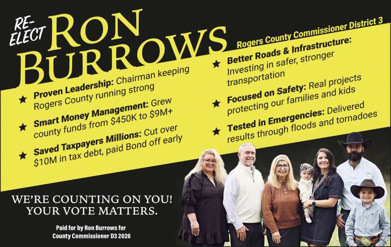 Ron Burrows is seeking reelection for Rogers County Commissioner District 3