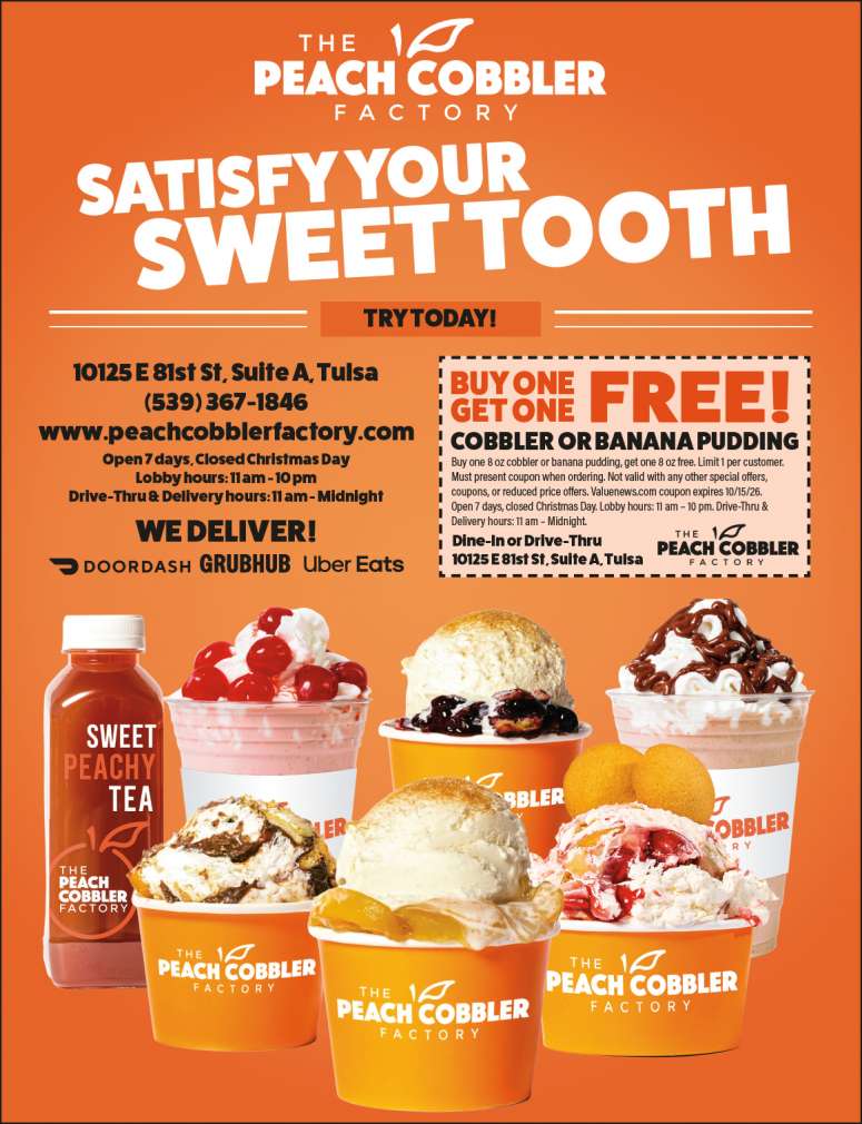 Satisfy your sweet tooth at The Peach Cobbler Factory.