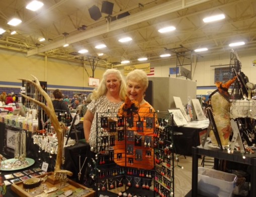 Susan Avis and Connie Smedley at Susan’s jewelry booth, ESA Benefit Craft Show.