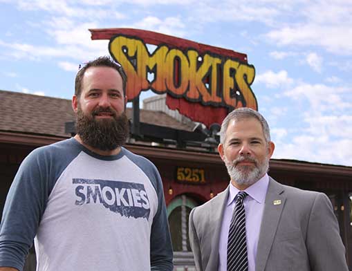 Smokie's Owner Aaron Latsos with Eddie Curran.