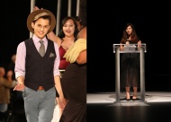 Clary Sage Fashion Design Alum Cristhian Aguirre (left) walks the runway during the 2016 Clary Runway event. 
Photos courtesy of Clary Sage College