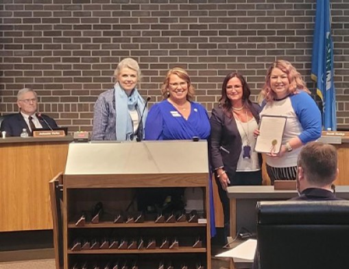 November, 2021 - City of Broken Arrow November Diabetes Awareness Month Proclamation (L-R) Kim Koleber, Megan Koleber, Mayor Wimpee and Lisa Ford City Council member last week.