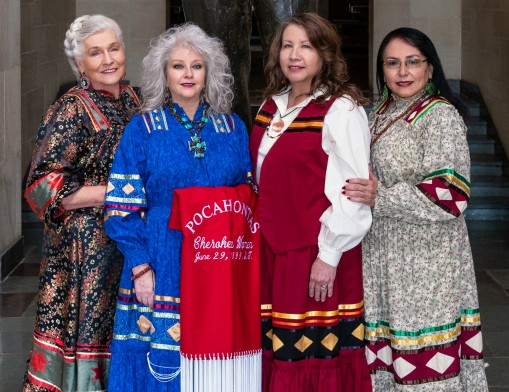 (L-R) Indian Women's Pocahontas Club active member Ollie Starr, current President Vicki Baker, secretary Lynette True and past president Debra West.