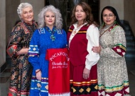 (L-R) Indian Women\'s Pocahontas Club active member Ollie Starr, current President Vicki Baker, secretary Lynette True and past president Debra West.