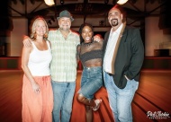 (L to R): Red Dirt Relief Fund Executive Director Katie Dale, Red Dirt Rangers’ John Cooper, singer Branjae Jackson, Backwoods Music Festival founder Dr. Trevor Lane
Photo courtesy of Phil Clarkin, September 2026.