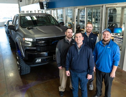 South Pointe Chevrolet service advisor team (L-R) Jody Moore, service director Wes Adams, Brennen Phipps and Kenny Peevyhouse.