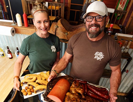 Teresa and Tyler Roberts owners of Billy Ray’s Catfish & BBQ Company in Broken Arrow. VN Value News Magazine & Values, Inc. photo, September 2025.