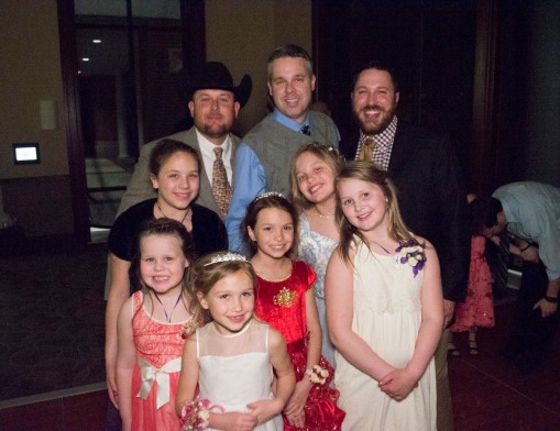 Michael Urie (far right) is surrounded by his daughters and nieces at the 2018 dance.