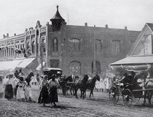 Women's Suffrage March, 1914, showing the cupola. Photo courtesy of the City of Broken Arrow.