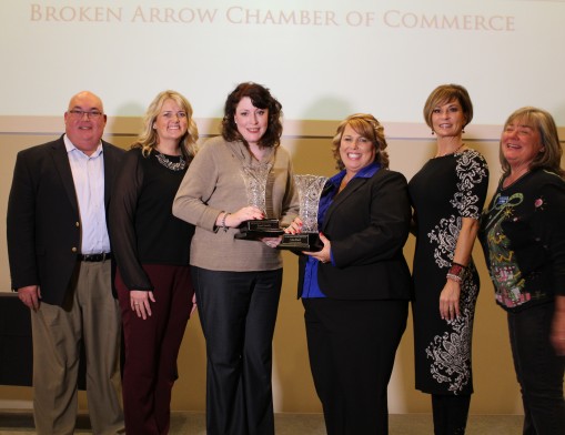 Wes Smithwick, president and CEO of the BA Chamber; April Sailsbury, sr. vice president of the BA Chamber; Lori Lewis, executive director of The Museum Broken Arrow; Lisa Ford, crime prevention specialist with the Broken Arrow Police Department; Lori Fulbright, News on 6; Kelly Woods Gallardo, Woods and Associates. Not pictured: Sharon Whelpley.