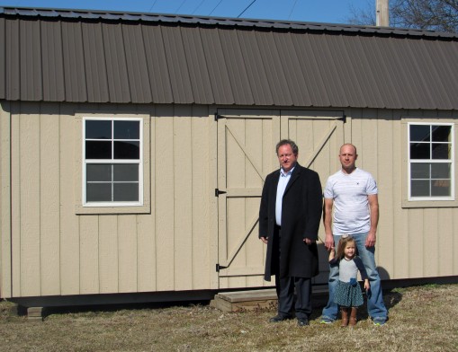 Carl Parson, owner of Inola Portable Buildings & Pole Barns, with Manager Cass Benner and his daughter, Hadley Benner.