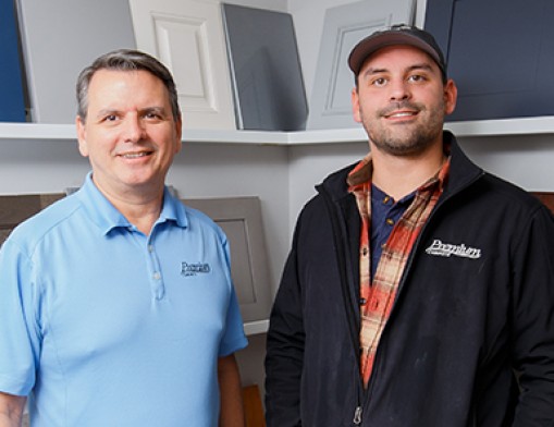 Premium Cabinets owners, father and son team Gary and Austin Gullic. Values Inc. & Value News Magazine photos, 2024.