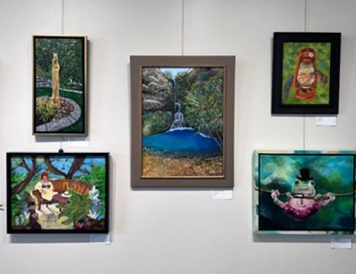 Pieces from last year's community art contest, "In My Own Backyard". Photo courtesy of Arts@302.