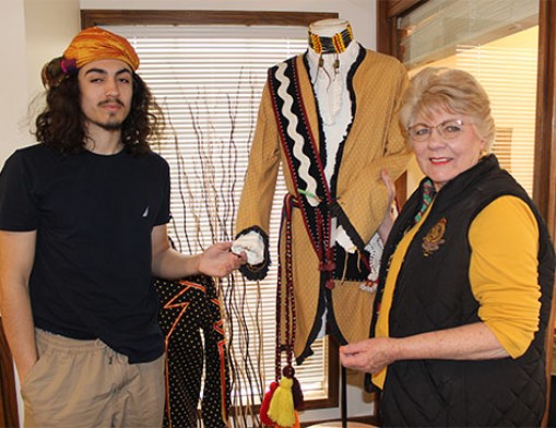 Betsy Swimmer and her grandson Colin Browne are members of the Rt. 66 Native Arts Alliance, and key staff at the Vault Gallery in Catoosa, where Native American artisans display their work. Browne serves as special projects officer.